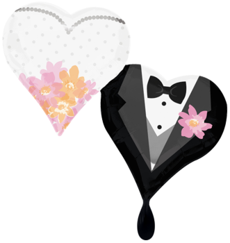 XL Folienballon Figur - Herzen, wedding couple - ø 76cm